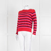 Tara Jarmon Red Pink Striped Cotton Sweater