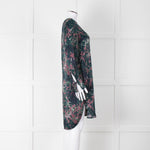 Samsoe Samsoe Green Purple Camouflage Sleeved V Neck  Dress