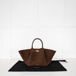 De Mellier Dark Brown Suede Midi New York Tote