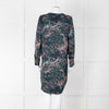 Samsoe Samsoe Green Purple Camouflage Sleeved V Neck  Dress