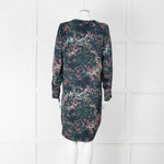Samsoe Samsoe Green Purple Camouflage Sleeved V Neck  Dress
