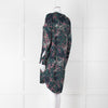 Samsoe Samsoe Green Purple Camouflage Sleeved V Neck  Dress