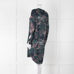 Samsoe Samsoe Green Purple Camouflage Sleeved V Neck  Dress