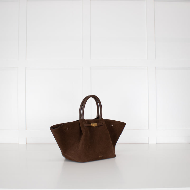 De Mellier Dark Brown Suede Midi New York Tote