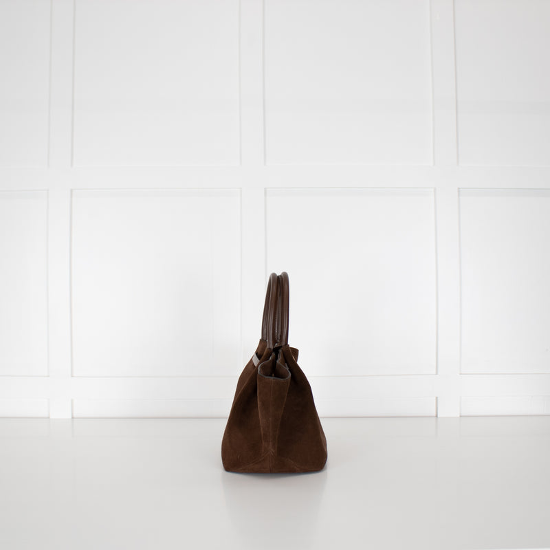 De Mellier Dark Brown Suede Midi New York Tote