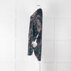 Samsoe Samsoe Green Purple Camouflage Sleeved V Neck  Dress