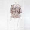 Rebecca Taylor Silk Black & Pink Floral Layered Frill Top