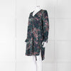 Samsoe Samsoe Green Purple Camouflage Sleeved V Neck  Dress