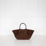 De Mellier Dark Brown Suede Midi New York Tote