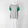 Amanda Wakeley Grey Green Short Sleeve Cashmere Sweater