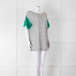 Amanda Wakeley Grey Green Short Sleeve Cashmere Sweater