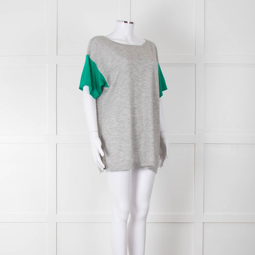 Amanda Wakeley Grey Green Short Sleeve Cashmere Sweater