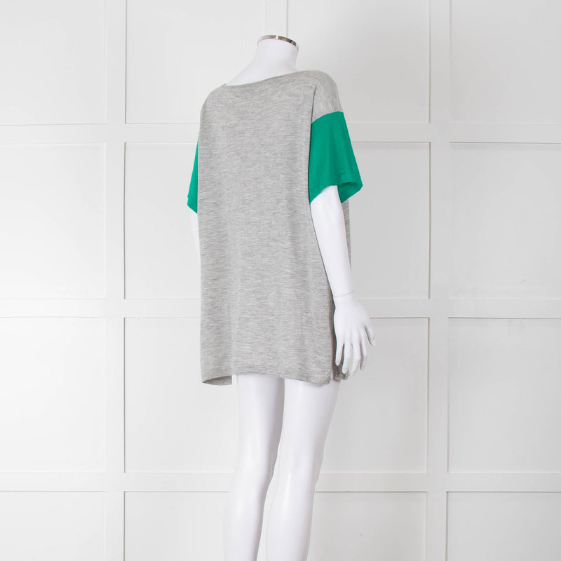 Amanda Wakeley Grey Green Short Sleeve Cashmere Sweater