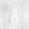 Sandro Cream Ribbed Gathered Sleeveless Top