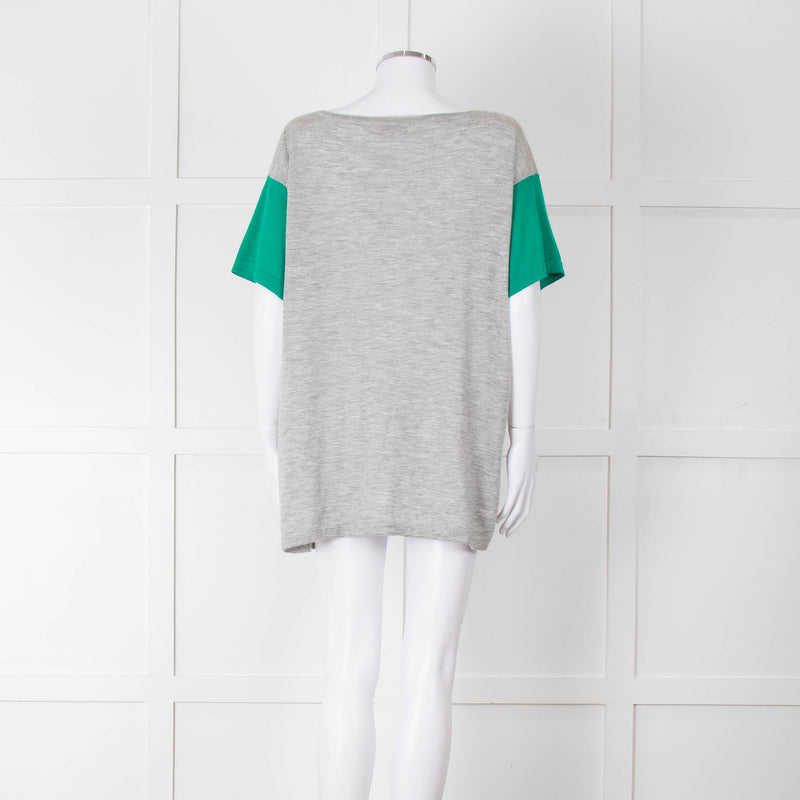 Amanda Wakeley Grey Green Short Sleeve Cashmere Sweater