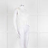 Sandro Cream Ribbed Gathered Sleeveless Top