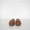 Tods Tan Leather Diamante Detail Loafers