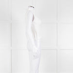 Sandro Cream Ribbed Gathered Sleeveless Top