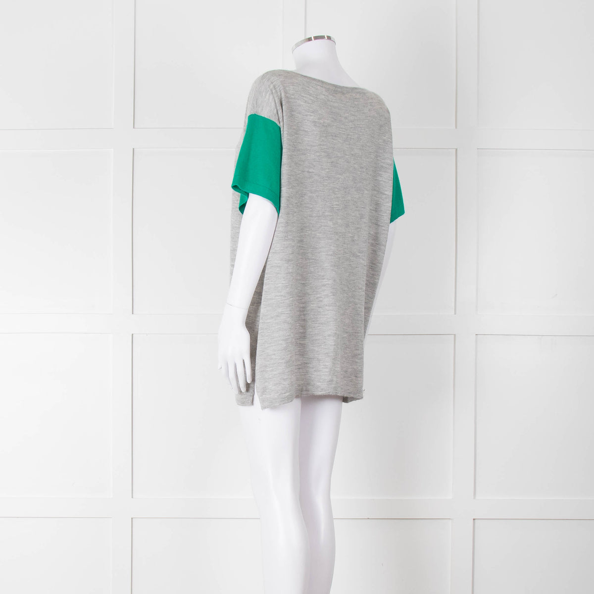 Amanda Wakeley Grey Green Short Sleeve Cashmere Sweater