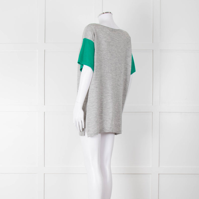 Amanda Wakeley Grey Green Short Sleeve Cashmere Sweater