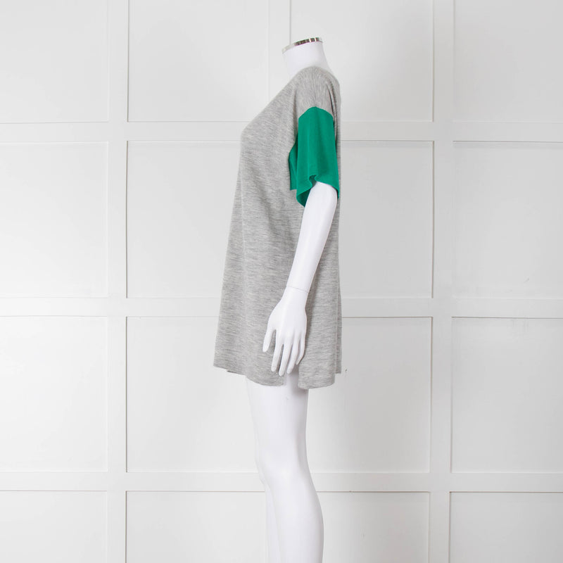 Amanda Wakeley Grey Green Short Sleeve Cashmere Sweater