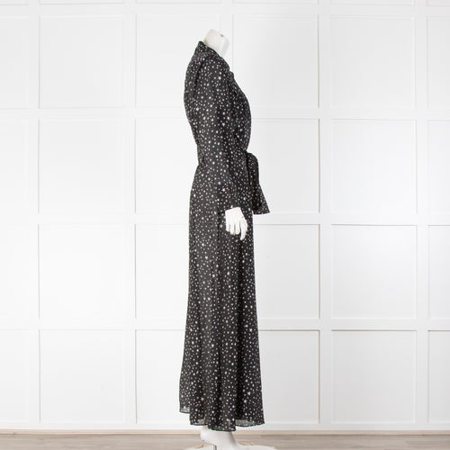 Diane Von Furstenberg Black Wrap Dress With White Stars