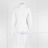 Sandro Cream Ribbed Gathered Sleeveless Top