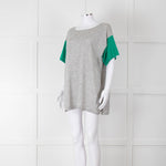 Amanda Wakeley Grey Green Short Sleeve Cashmere Sweater