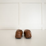 Tods Tan Leather Diamante Detail Loafers