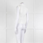 Sandro Cream Ribbed Gathered Sleeveless Top