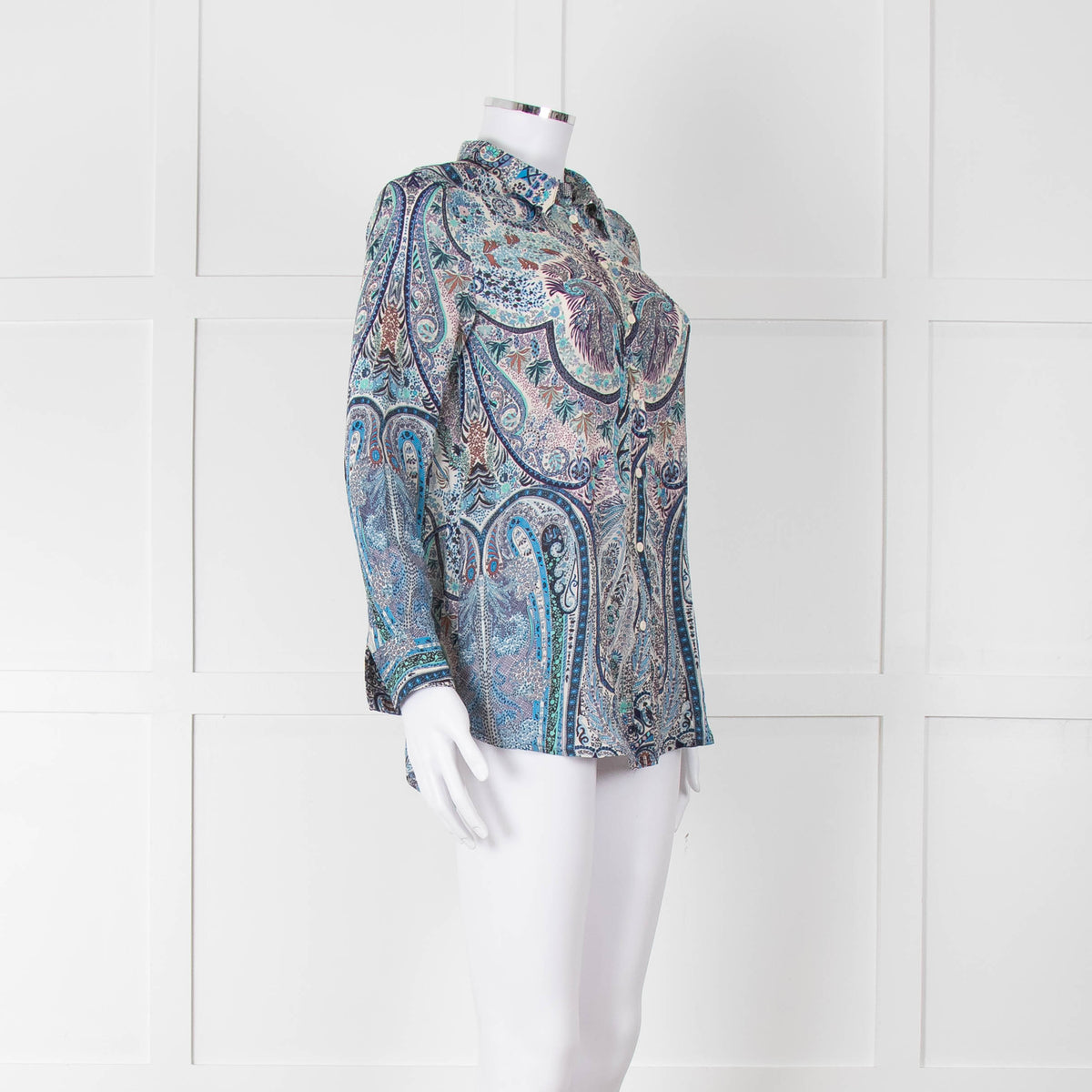 Ba&sh Blue Green Cream Paisley Floral Print Blouse