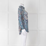 Ba&sh Blue Green Cream Paisley Floral Print Blouse