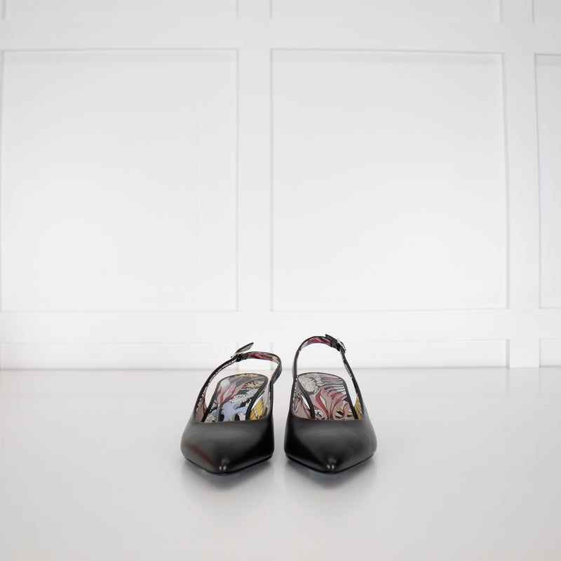 Hermes Black Leather Escarpins Alix 40 Slingbacks