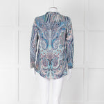 Ba&sh Blue Green Cream Paisley Floral Print Blouse