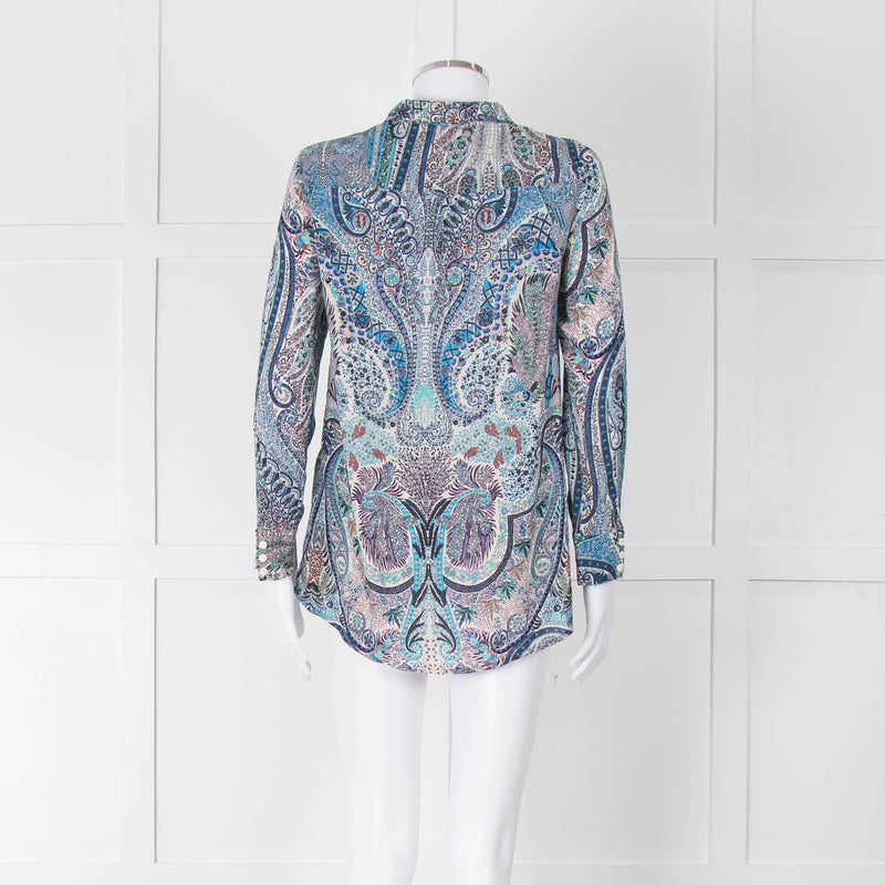 Ba&sh Blue Green Cream Paisley Floral Print Blouse