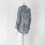 Ba&sh Blue Green Cream Paisley Floral Print Blouse