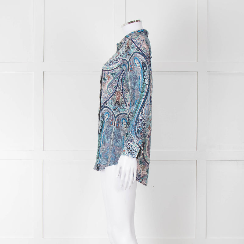 Ba&sh Blue Green Cream Paisley Floral Print Blouse