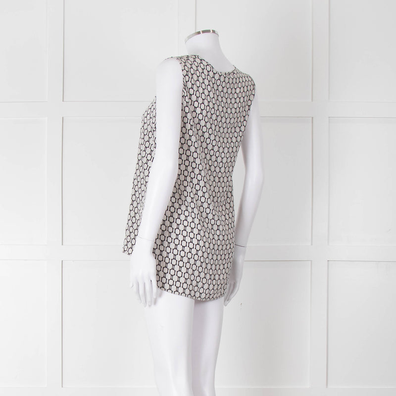 Weekend Max Mara Off White Black Geometric Print Sleeveless Top