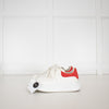 Alexander McQueen White Leather Red Suede Trim Oversized Trainers