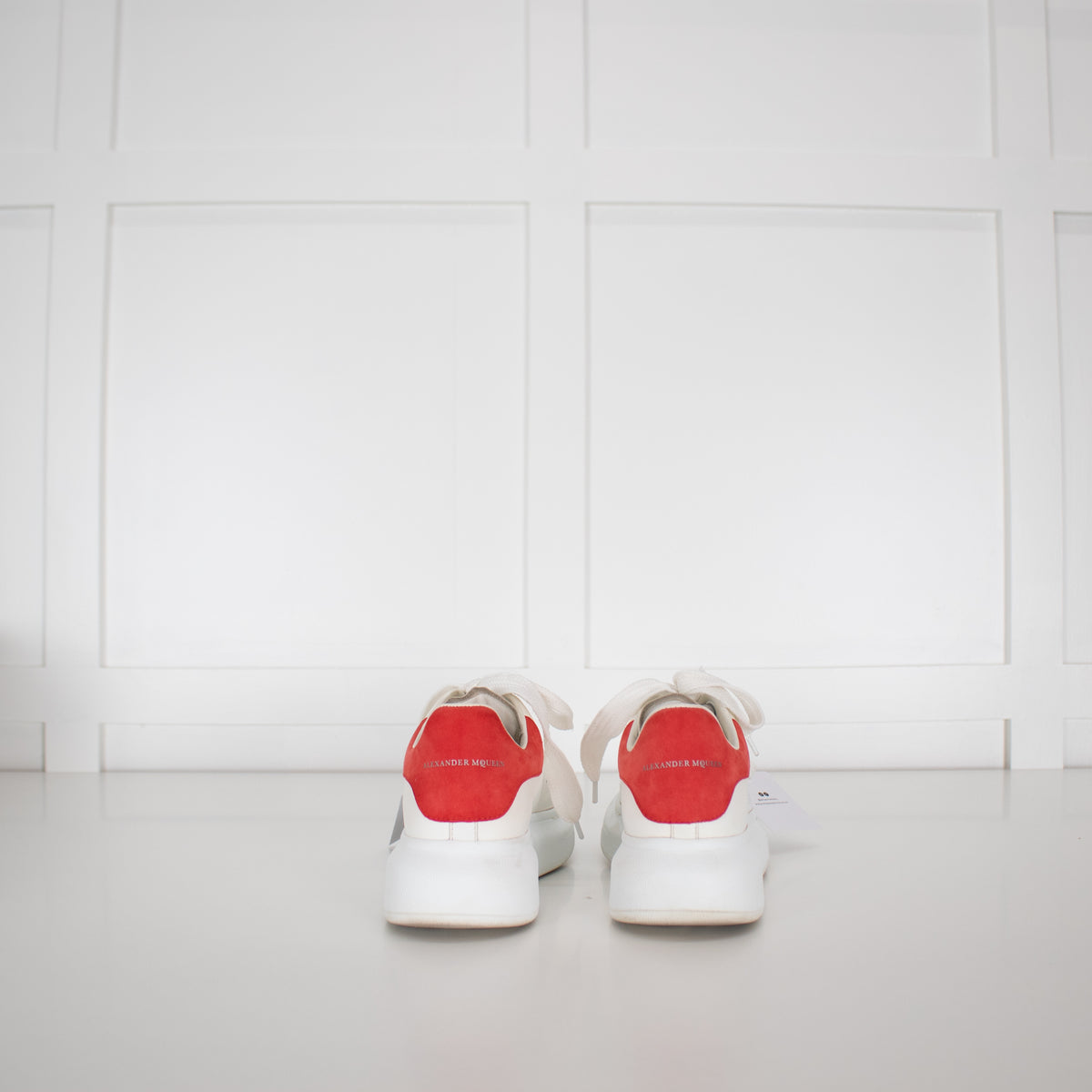 Alexander McQueen White Leather Red Suede Trim Oversized Trainers