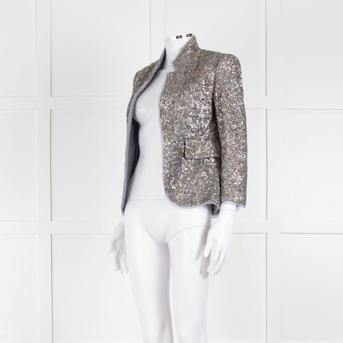 Zadig & Voltaire Silver Sequinned Blazer Jacket