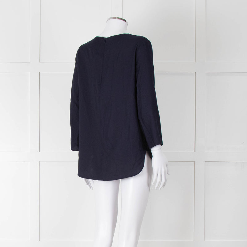 Second Female Navy Blue 3/4 Sleeve Top