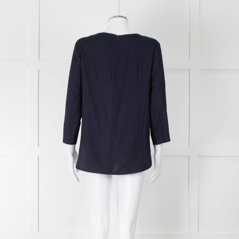 Second Female Navy Blue 3/4 Sleeve Top