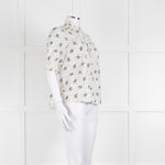 ME + EM Cream Khaki Floral Cotton Scallop Lace Trim Top