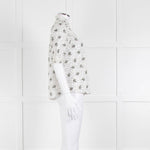 ME + EM Cream Khaki Floral Cotton Scallop Lace Trim Top