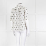 ME + EM Cream Khaki Floral Cotton Scallop Lace Trim Top
