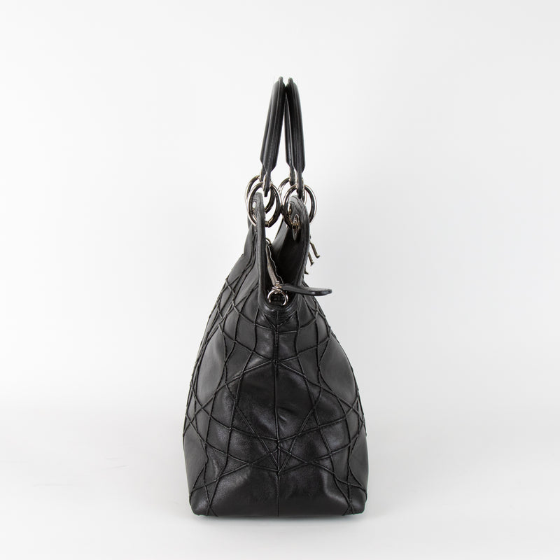 Christian Dior Black Soft Lambskin Leather Granville Tote Bag
