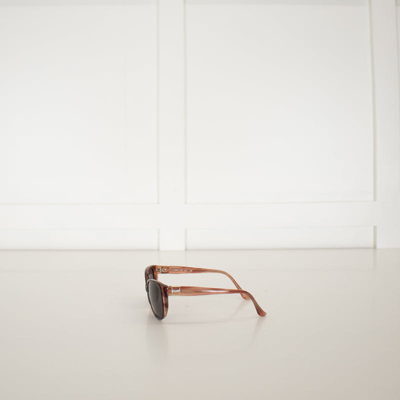 Tara Jarmon Brown Pink Oval Frame Diamante Detail Sunglasses