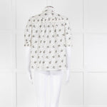ME + EM Cream Khaki Floral Cotton Scallop Lace Trim Top