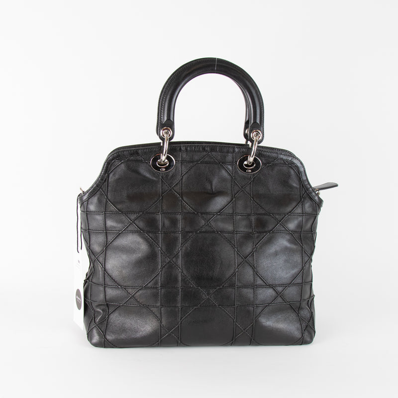 Christian Dior Black Soft Lambskin Leather Granville Tote Bag